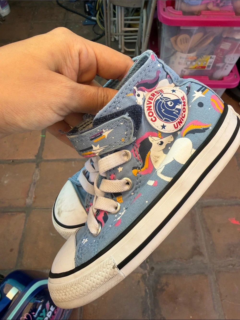 Converse Light Blue Unicorn Print Kids High-Top Sneakers